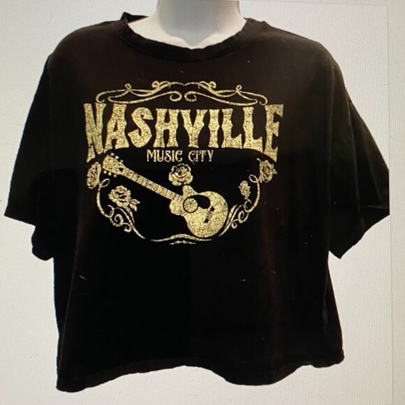 TRES BIEN BLACK CROPPED T SHIRT - Picture 1 of 3